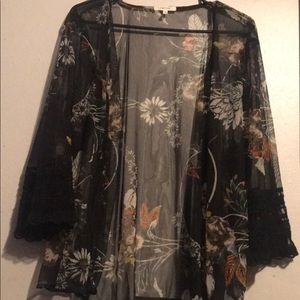 Maurice’s Black Floral Print Sheer Kimono